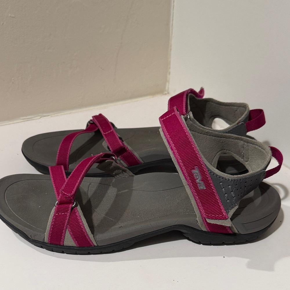 Teva Women's Open-Toe Sandals in Magenta Straps with Gray Footbed - Picture 3 of 6